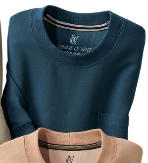 「＜コムルヴァン・オム＞大人のワッフルＴトレーナー（メンズＴシャツ）」｜ブルーグレー