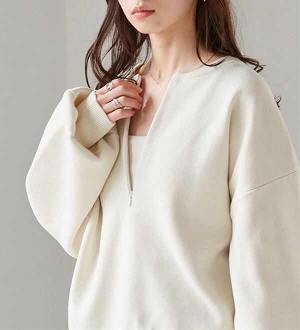 RANAN（ラナン）の「ハーフジップスウェットライクニット（ニット・セーター）」｜詳細画像
