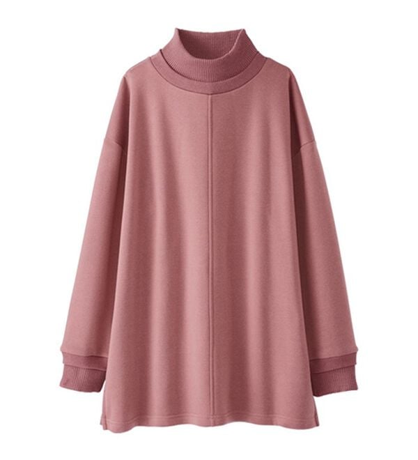 BELLUNA（ベルーナ）の「リブ使いがかわいい裏起毛トレーナー（チュニック）」｜ピンク