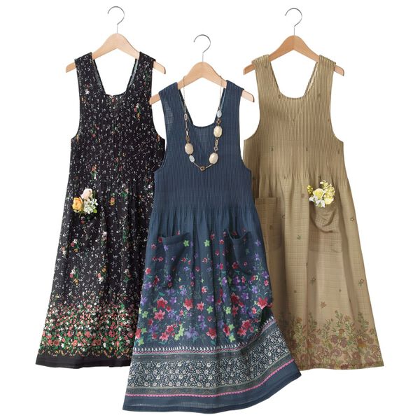 「【３枚組】涼やかプリーツチュニック（エプロン）」｜詳細画像