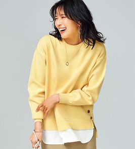 BELLUNA（ベルーナ）の「裾ボタン重ね着風ニットプルオーバー（ニット・セーター）」