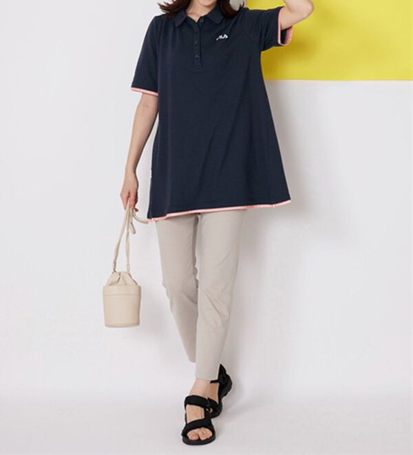BELLUNA（ベルーナ）の「＜ＦＩＬＡ＞ひんやり！タック使い配色ポロチュニック（ポロシャツ）」｜詳細画像