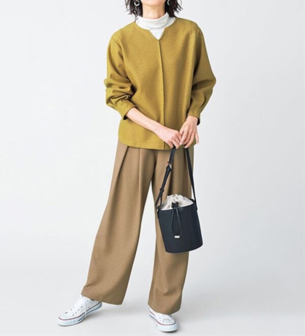 VINNO（ヴィノ）の「＜日本製＞ウール混キーネックプルオーバー（カットソー）」｜詳細画像
