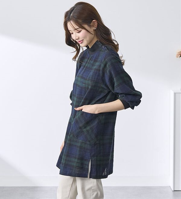 BELLUNA（ベルーナ）の「【２枚組】綿スラブ素材かっぽうチュニック（チュニック）」｜詳細画像