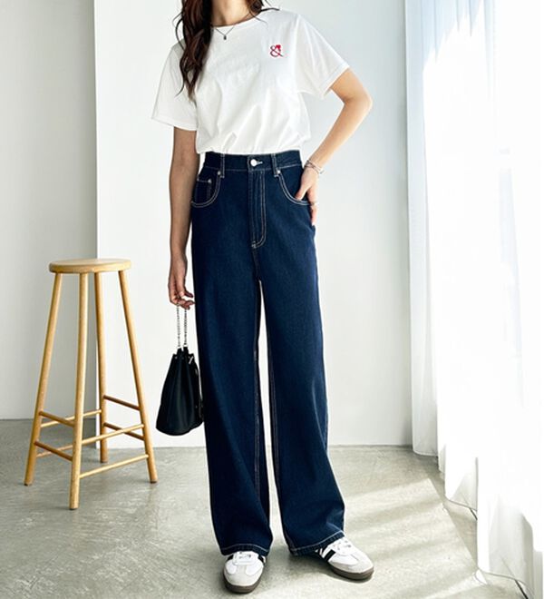 GeeRA（ジーラ）の「ハイウエストストレートデニム（ワイドパンツ・ガウチョ）」｜詳細画像