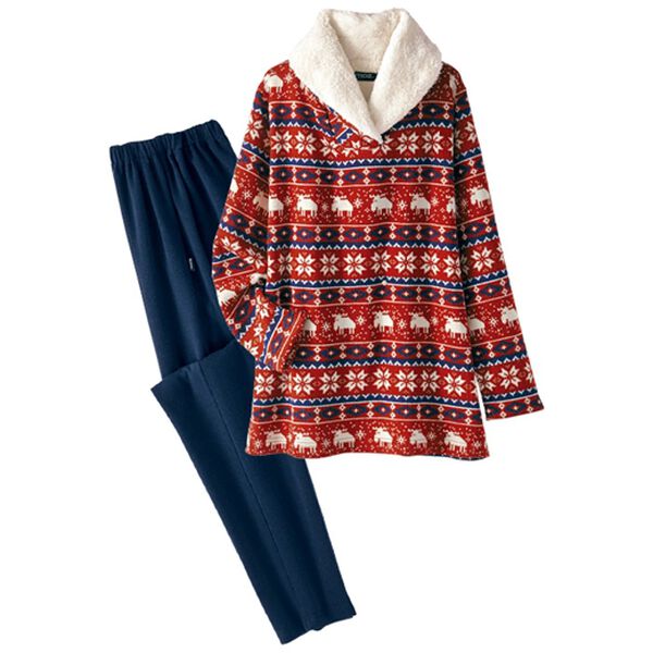 BELLUNA（ベルーナ）の「＜ｍｏｚ＞ノルディック柄ルームウェア上下セット（パジャマ・ルームウェア）」｜レッド