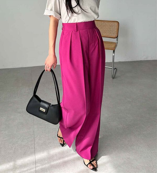 RANAN（ラナン）の「【選べる股下】きれい見え２タックワイドスラックス（ワイドパンツ・ガウチョ）」｜詳細画像