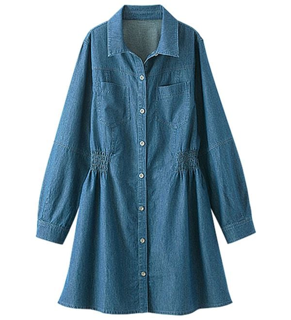 BELLUNA（ベルーナ）の「シャーリング使いデニムシャツチュニック（チュニック）」｜詳細画像