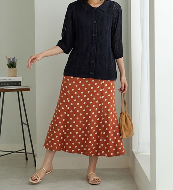 BELLUNA（ベルーナ）の「衿付き透かし編みニットカーディガン（ニットカーディガン）」｜詳細画像