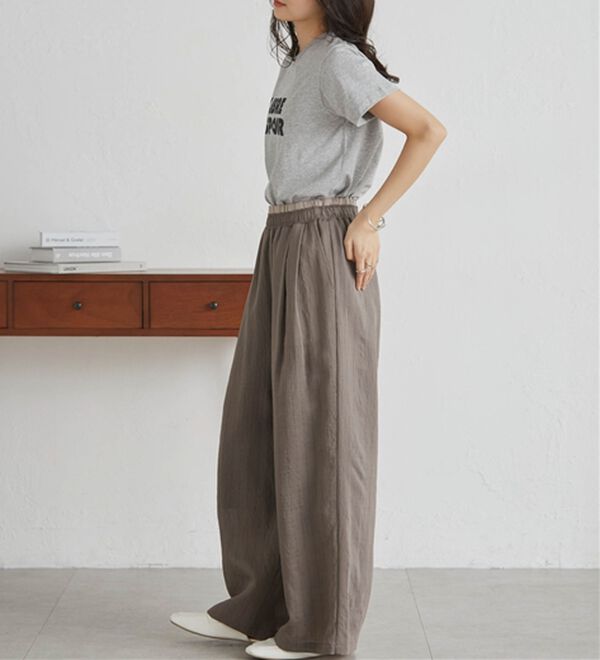 RANAN（ラナン）の「ダブルウエストシアーイージーパンツ（ワイドパンツ・ガウチョ）」｜詳細画像