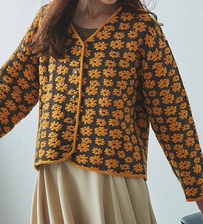 RANAN（ラナン）の「レトロフラワージャカードカーディガン（ニットカーディガン）」