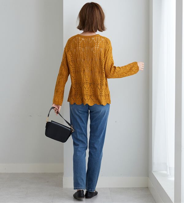 BELLUNA（ベルーナ）の「リボン柄透かし編ニットプルオーバー（ニット・セーター）」｜詳細画像