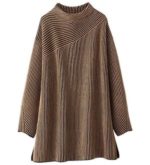 BELLUNA（ベルーナ）の「ストライプジャカード切替チュニック（チュニック）」｜モカ系