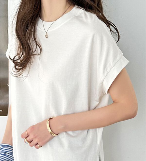 GeeRA（ジーラ）の「綿１００％フレンチスリーブチュニックＴシャツ（カットソー）」｜詳細画像