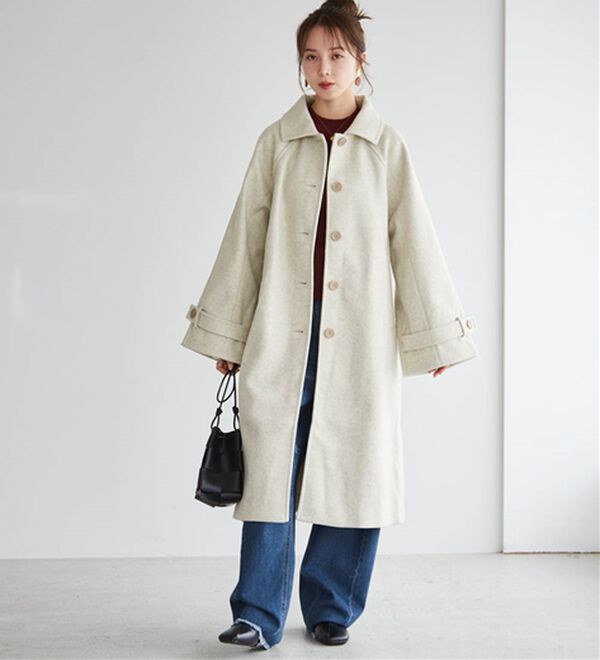美品 グリーンレーベル ステンカラーコートロングコート 38 ベージュ green label relaxing（グリーンレーベルリラクシング）の