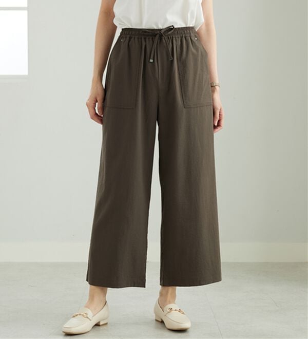 BELLUNA（ベルーナ）の「サラリ快適！ビンテージ調ベイカーワイドパンツ（ワイドパンツ・ガウチョ）」｜詳細画像