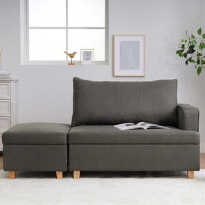 iellio（イエリオ）の「収納付オットマン付カウチソファ（ソファ）」｜チャコールグレー