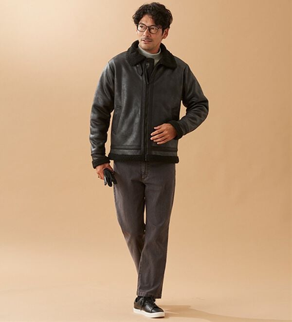 「裏ボアレザー調ジャケット（メンズジャケット）」｜詳細画像