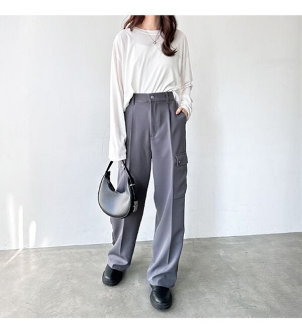 GeeRA（ジーラ）の「タックワイドストレートカーゴパンツ（フルレングスパンツ）」｜詳細画像
