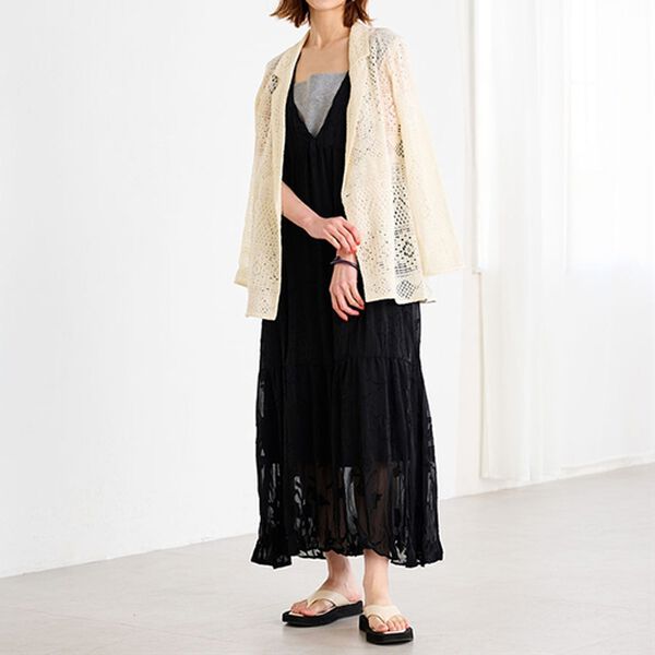 RANAN（ラナン）の「ひんやり裏地付！ジャカード素材フレアーシルエットジャンパスカート（その他ワンピース）」｜詳細画像