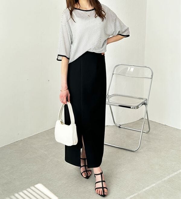 GeeRA（ジーラ）の「楽ちん！滑らか美ラインダンボールナロースカート（ロングスカート）」｜詳細画像