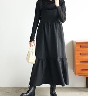 GeeRA（ジーラ）の「ふくれジャカードキャミワンピース（その他ワンピース）」｜ブラック