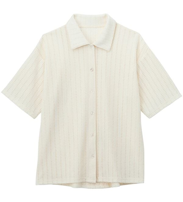 GeeRA（ジーラ）の「透かし編カットソーポロ衿シャツ（シャツ）」｜詳細画像