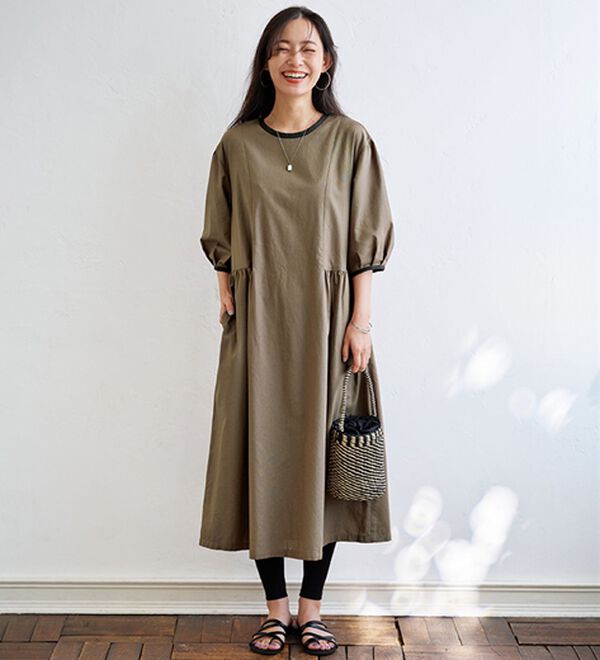 BELLUNA（ベルーナ）の「＜＆ｃｏｃｏｃｈｉ＞コットンリネン素材配色デザインワンピース（シャツワンピース）」｜詳細画像