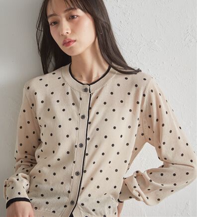 RANAN（ラナン）の「レイヤード風バイカラーシアーカーデ（ニットカーディガン）」