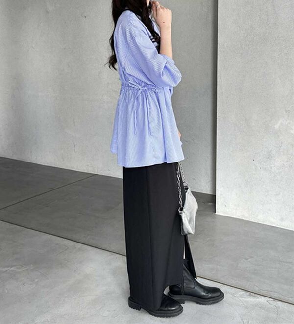 GeeRA（ジーラ）の「ウエストタックリボンシャツチュニック（チュニック）」｜詳細画像