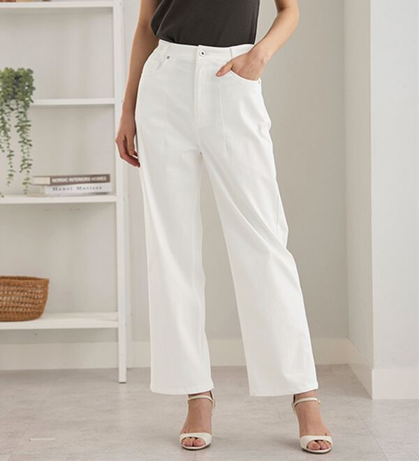 BELLUNA（ベルーナ）の「ヒンヤリ冷感！ライトオンスジーンズ（ワイド）（ワイドパンツ・ガウチョ）」｜詳細画像