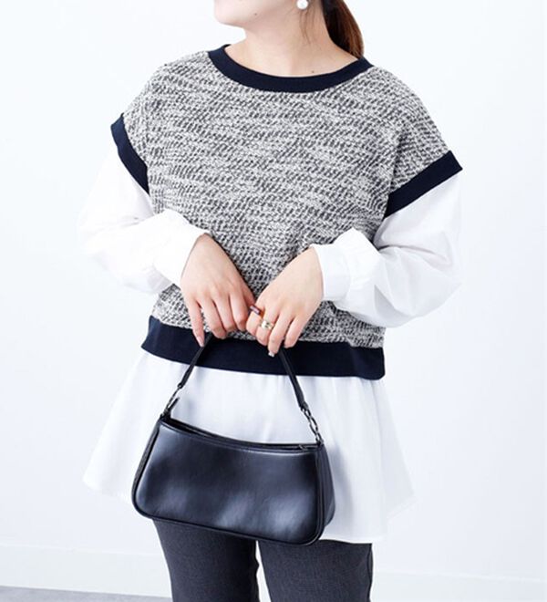 BELLUNA（ベルーナ）の「ツイード調シャツフェイクチュニック（チュニック）」｜詳細画像