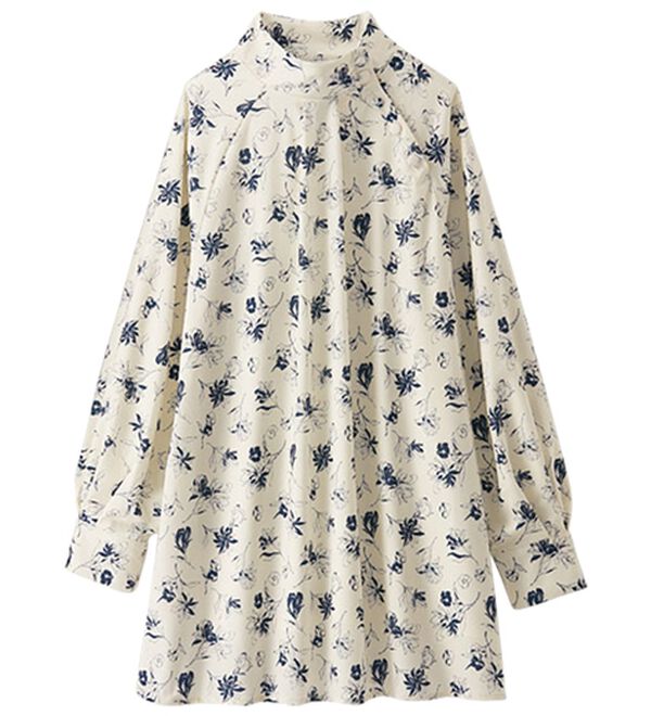 BELLUNA（ベルーナ）の「衿ボタンが可愛い花柄ハイネックチュニック（チュニック）」｜詳細画像