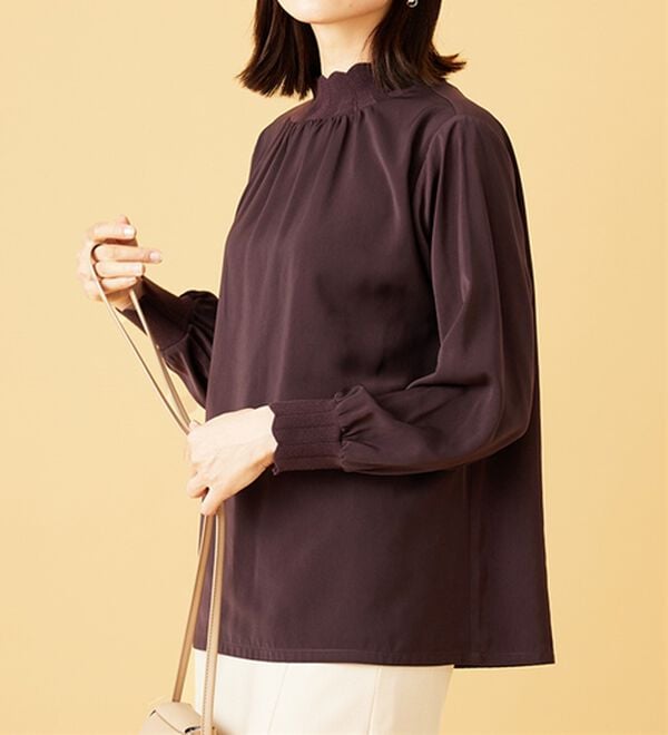 BELLUNA（ベルーナ）の「衿＆袖ニット使い美人顔ブラウス（ブラウス）」｜詳細画像