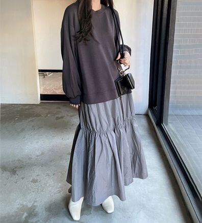 GeeRA（ジーラ）の「前後２ＷＡＹスウェットドッキングワンピース（カットソーワンピース）」