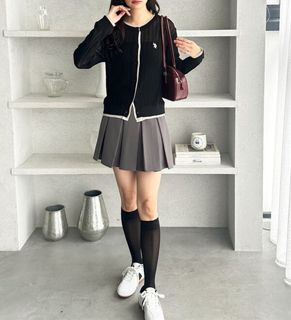 GeeRA（ジーラ）の「【ＵＳ．ＰＯＬＯ．ＡＳＳＮ】配色シアーカーディガン（ニットカーディガン）」｜詳細画像