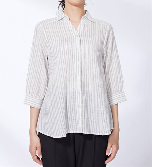 BELLUNA（ベルーナ）の「スキッパー衿ぽこぽこ素材ブラウス（ブラウス）」｜詳細画像