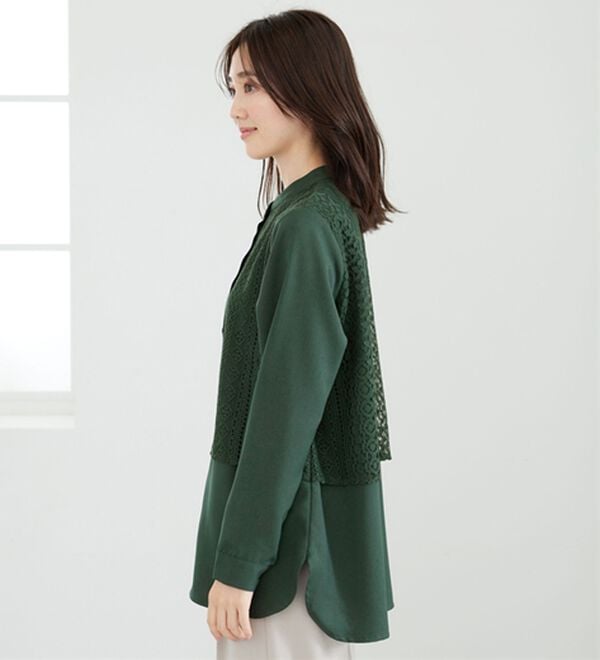 BELLUNA（ベルーナ）の「レース重ねシャツチュニック（チュニック）」｜詳細画像
