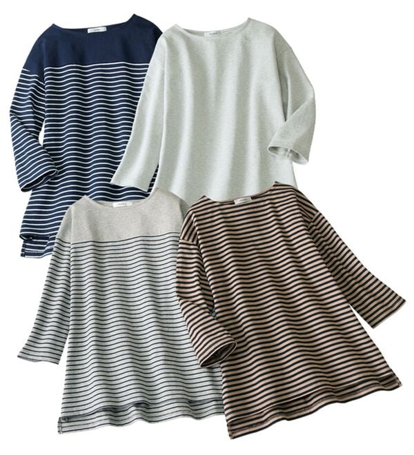 ルフラン（ルフラン）の「【４色組】毎日の主役。綿１００％ボーダーロンＴ（カットソー）」｜詳細画像