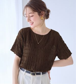 alotta（アロッタ）の「シアーシャーリングプルオーバー（カットソー）」｜ブラウン