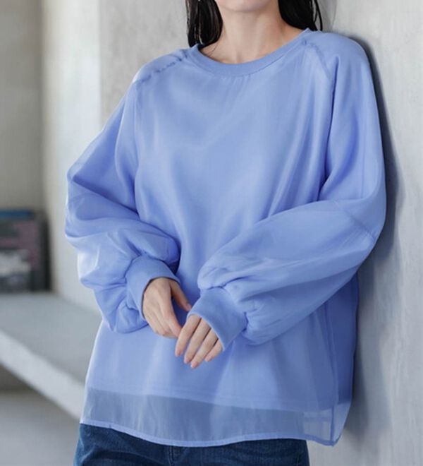 RANAN（ラナン）の「裏起毛シアー素材レイヤードスウェット（カットソー）」｜詳細画像