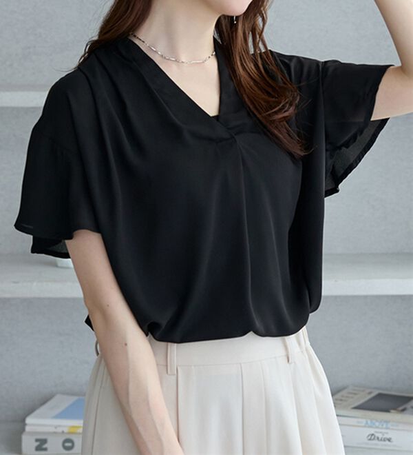 GeeRA（ジーラ）の「サラサラ涼しい！着やせも叶うフレアー袖ブラウス（ブラウス）」｜詳細画像