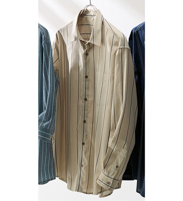 「風ごこち柔らかシャツ（メンズシャツ）」｜ベージュ系長袖