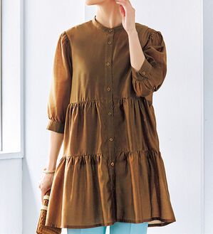 VINNO（ヴィノ）の「シャイニーローンティアードチュニック（チュニック）」｜詳細画像