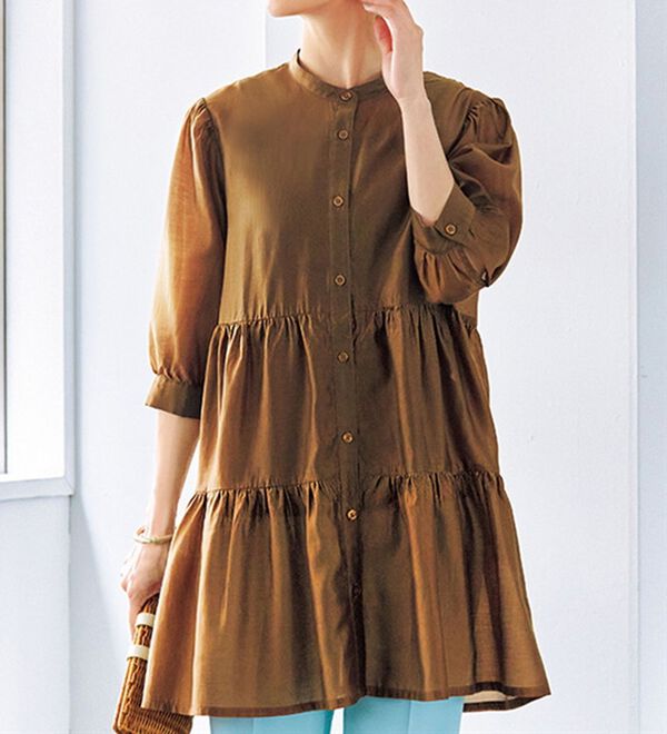 VINNO（ヴィノ）の「シャイニーローンティアードチュニック（チュニック）」｜詳細画像