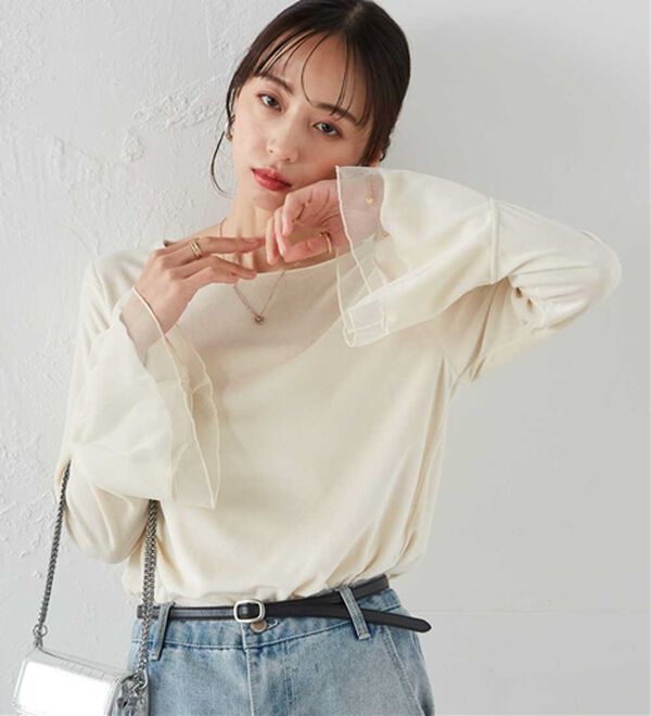 RANAN（ラナン）の「フレアーチュール袖ベロアプルオーバー（カットソー）」｜詳細画像