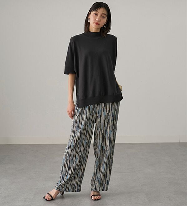 BELLUNA（ベルーナ）の「楊柳サラサラ素材プリントイージーパンツ（フルレングスパンツ）」｜詳細画像