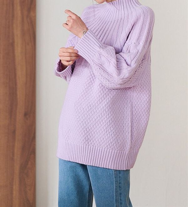 RANAN（ラナン）の「ハイネック求心柄ロング丈ニット（ニット・セーター）」｜詳細画像