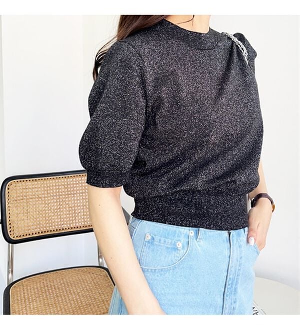 GeeRA（ジーラ）の「ラメパフスリーブニット（ニット・セーター）」｜詳細画像