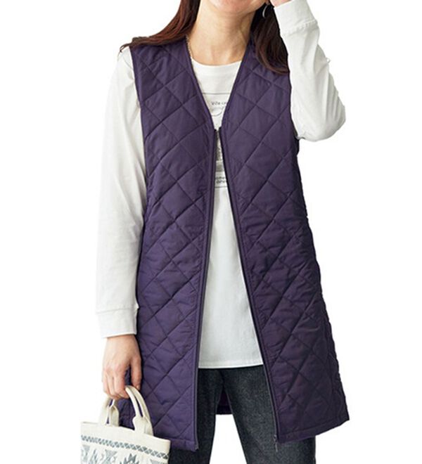 BELLUNA（ベルーナ）の「【マジ軽ウォーム】蓄熱保温キルトロングベスト（ポーチ付）（ベスト）」｜詳細画像